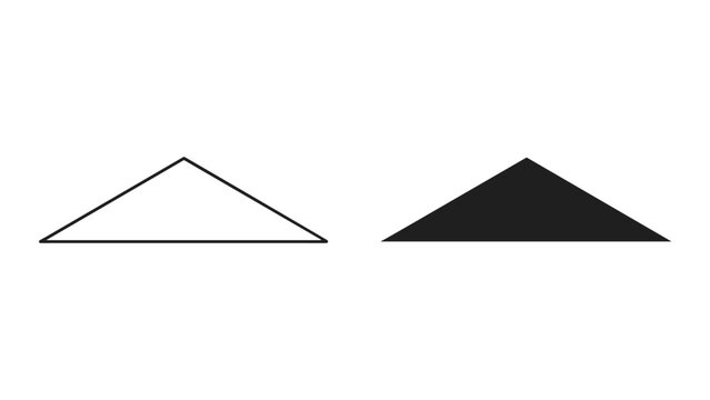 Two triangle shapes one black and one outline on white background