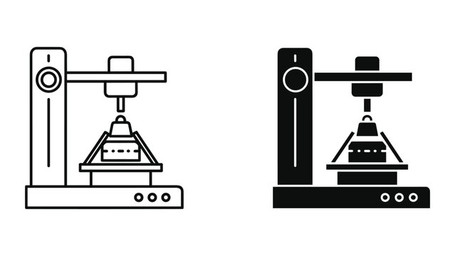 3d printer icons in line and solid black styles for design and technology concepts