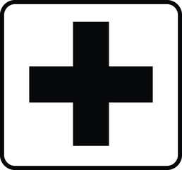 Obraz premium Bold Medical Cross Icon with Outline – Healthcare and First Aid Symbol