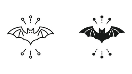 Obraz premium Black and white bat icons with motion lines on white background