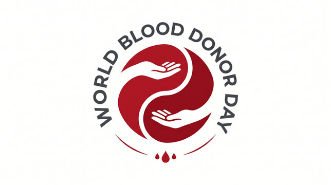World blood donor awareness symbol with helping hands forming circular red design representing healthcare support community care and life saving voluntary donation concept