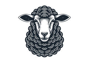 Vintage Woodcut Sheep Head Illustration - Hand-Drawn Style Linocut Vector for Agriculture, Farm, and Wool Industry Branding © Sri