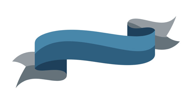 Elegant blue ribbon banner with a classic wavy design, perfect for adding a touch of distinction to any graphic or presentation