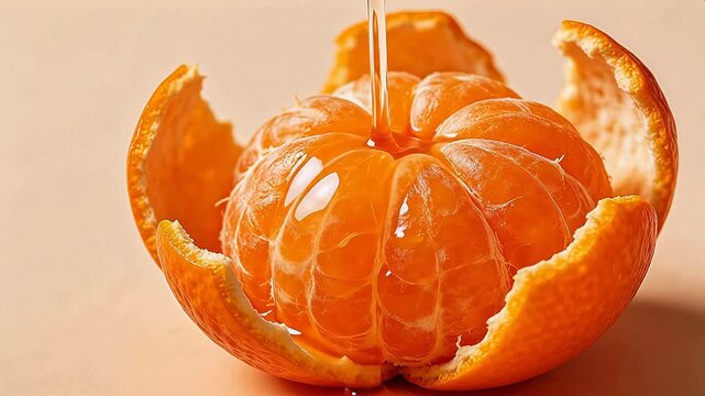 Peel mandarin orange with juice drop