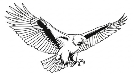 Obraz premium Majestic Eagle Soaring with Wings Spread Wide in a Powerful Display of Freedom and Strength