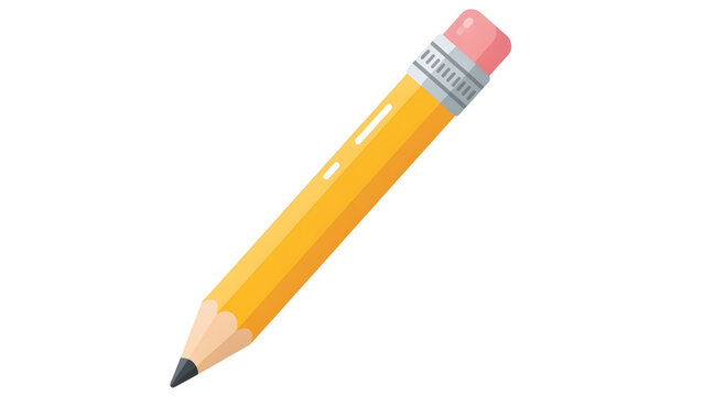 Yellow pencil with pink eraser on white background