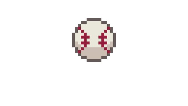 8-bit pixel art bouncing baseball. looped animation 4k 30fps