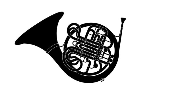 French horn musical instrument.