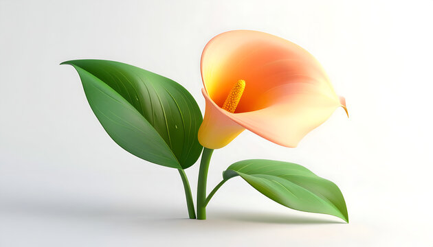 A vibrant calla lily bloom is showcased against a clean, white background, highlighting its elegant form.