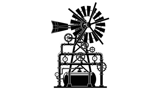 Old windmill farm equipment machine.