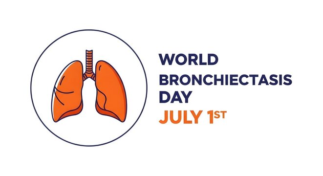 World Bronchiectasis Day Awareness with Lungs Illustration July 1st