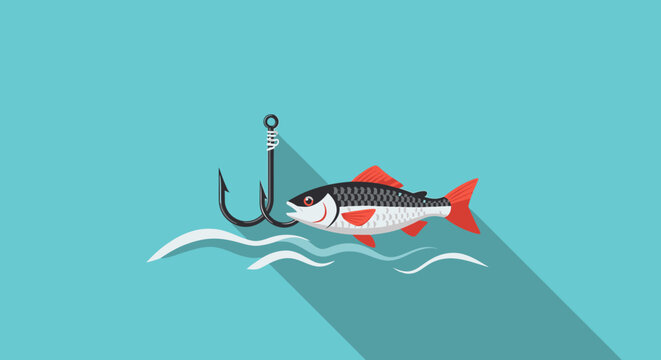 Fish caught on a fishing hook.