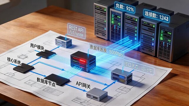 Server network diagram on table