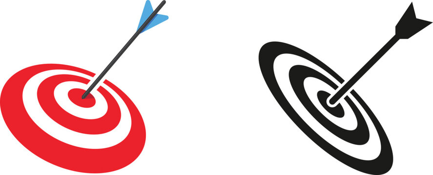 Target icon set.Target Line Icon Design, Editable Stroke, Pixel Perfect, Stock Illustration. Goal symbol collection. Simple target with arrow. Darts icon. Hitting the bullseye icon line and flat style