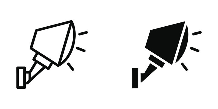 Comparison of active and inactive security floodlight icons in black and white