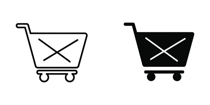 Shopping cart icons with a prohibition symbol indicating unavailability or restrictions