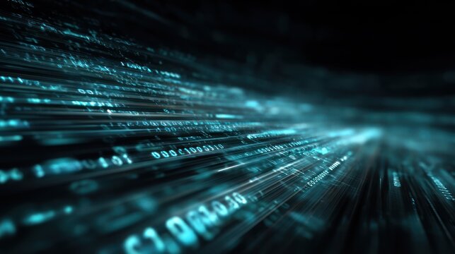 Abstract digital data stream with binary code