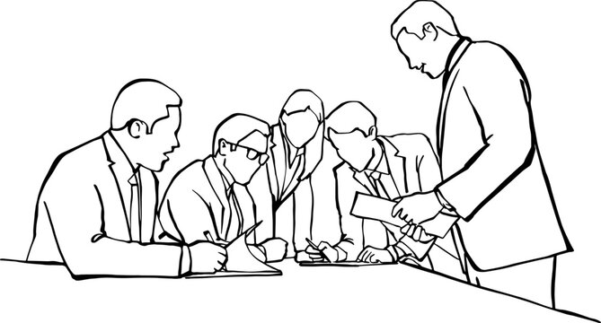 Business Professionals Reviewing and Signing Official Documents