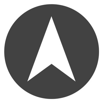 Charcoal Compass Navigation Arrow Icon PNG &ndash; Minimalist Charcoal North Direction Symbol with Transparent Background
