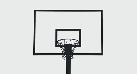 Basketball hoop graphic illustration  black and white basketball backboard with net isolated on light gray background in digital art © ikhsan
