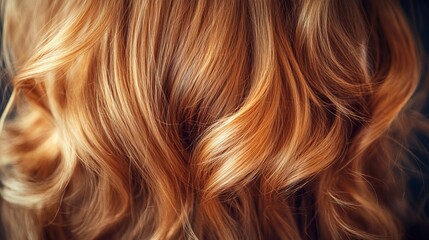 Fototapeta premium Golden Blonde Curly Hair Flowing Gracefully in Soft Waves, Adding Glamour and Volume to Style