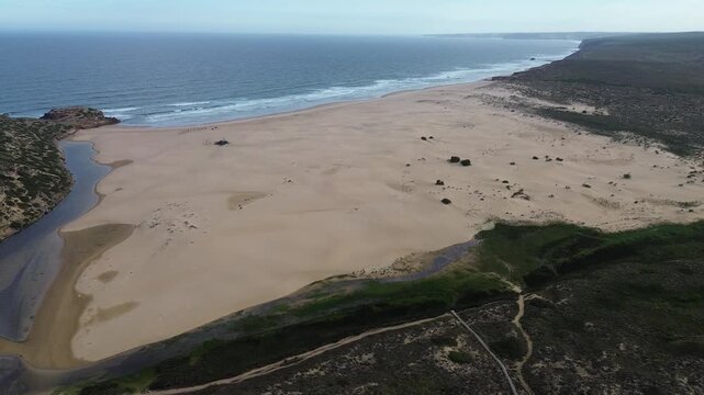 Drone video Praia da bordeira Portugal Europe