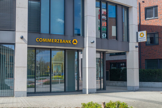 Rheine, Germany - April 6, 2026: Commerzbank bank branch.