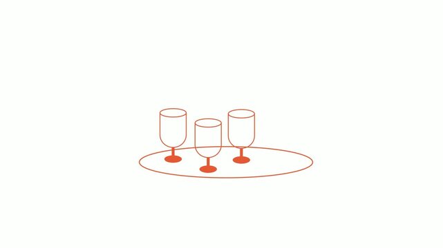 Animated icons of outdoor glasses and drink bottles. Animated symbols of several glasses and drink bottles.