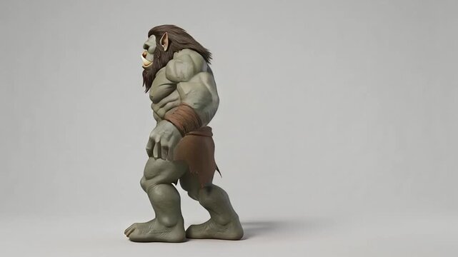 Muscular Orc Warrior Character Model Standing Ready for Battle.