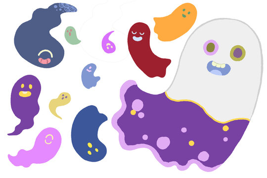 カラフルなオバケのイラスト