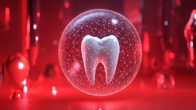 Tooth Protection Illustration Dental Safety and Health with a Secure White Tooth in a Shield