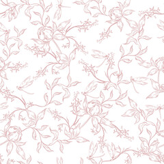 Fototapeta premium Beautiful wedding seamless pattern with flowers and leaves. Illustration