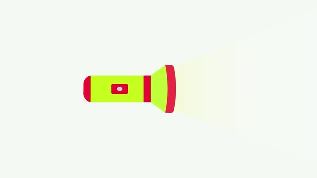 Flashlight animation. Flashlight icon, glowing graphic. on a black background.