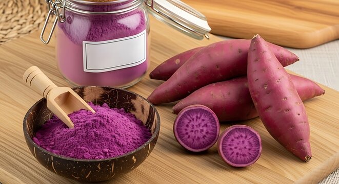 Ubi ungu di pasar tradisional, bahan pewarna alami dari ubi jalar ungu segar