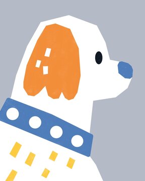 Cute Retro Dog Illustration in Simple Graphic Style