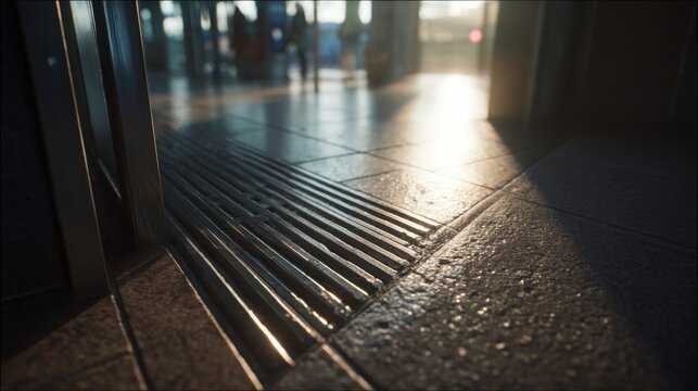 Tactile Warning Surface Providing Ground Guidance on a Sunlit Floor in a Public Transport Station