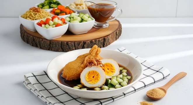 Nasi Gudeg Jogja dengan Telur Pindang dan Sayuran Segar