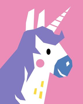 Cute Playful Unicorn Illustration in Simple Graphic Style