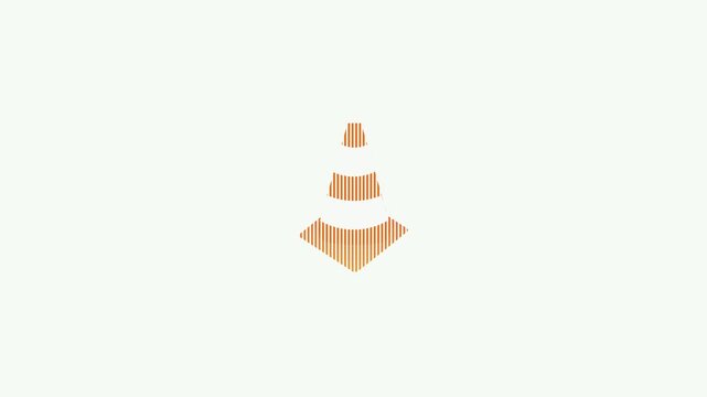 An orange and white cone-shaped animation, typically used during road repairs or at construction sites.