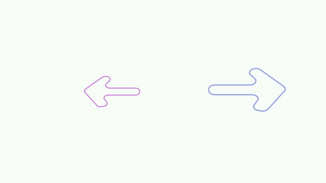 Opposite arrow icons with different colors to select an option. black background.