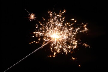 Obraz premium Sparkler Ignited Against a Dark Background.