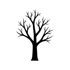 Obraz premium A simple black silhouette of a tree with many branches on a bright white background