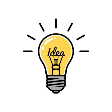 A bright yellow light bulb with the word idea written inside, representing a new concept
