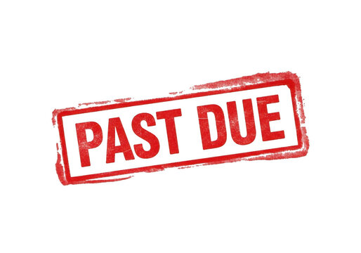 Red stamp reading past due on a plain white surface isolated on transparent background