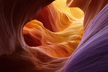 Obraz premium Abstract Swirling Rock Formations in Canyon with Warm Light.