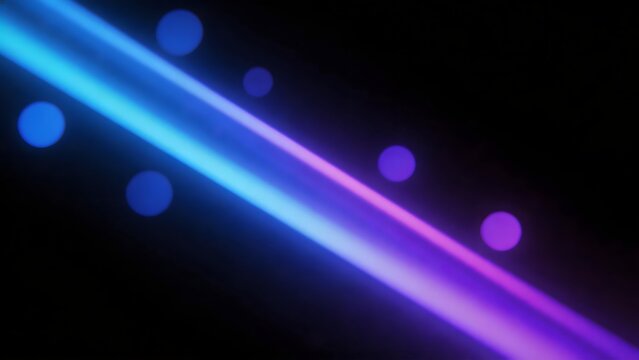 Abstract neon light streaks and glowing orbs