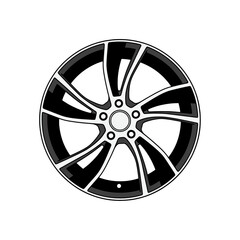 Obraz premium A detailed illustration of a vehicle wheel with a modern design and a white background