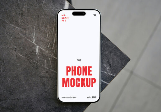 Phone Lying on Marble Mockup