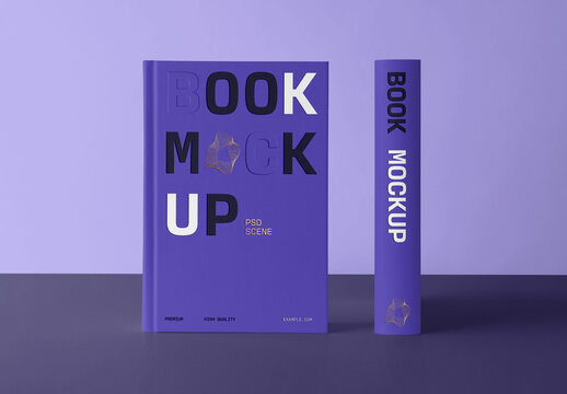 Front View Two Hardcover Book Mockups
