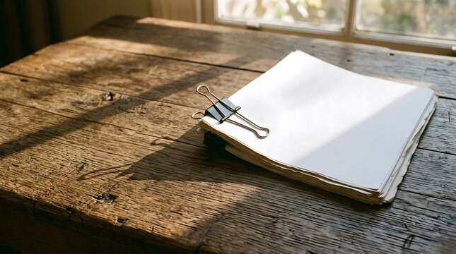 Organized stack of financial documents clipped on wooden desk symbolizing planning and business management